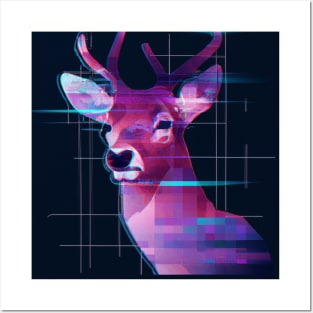 Vaporwave Pixel Deer Posters and Art